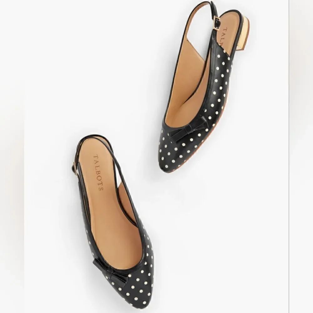 Talbot's Edison Slingback Bow Flats - Dot Print